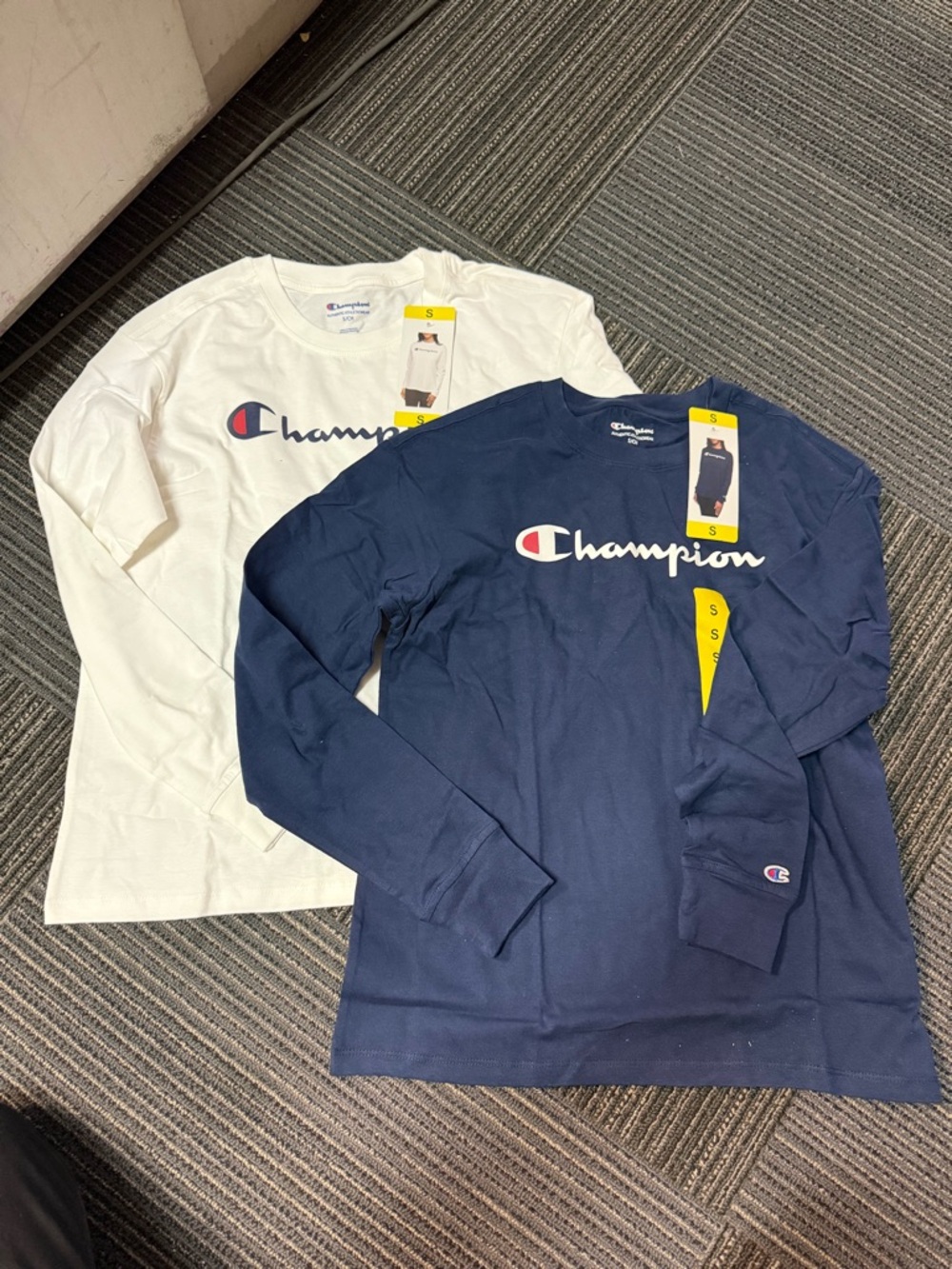 Champion Long Sleeve Logo Tee - Navy & White Set